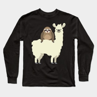 Cute & Funny Sloth Riding Llama Long Sleeve T-Shirt